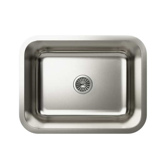 Cantrio Koncepts 23" 18-Gauge Rectangle Single Basin Stainless Steel Undermount Kitchen Sink With Strainer Drain