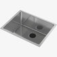 Cantrio Koncepts 25" 18-Gauge, 10mm Radius Square Stainless Steel Undermount Kitchen Sink With Strainer Drain