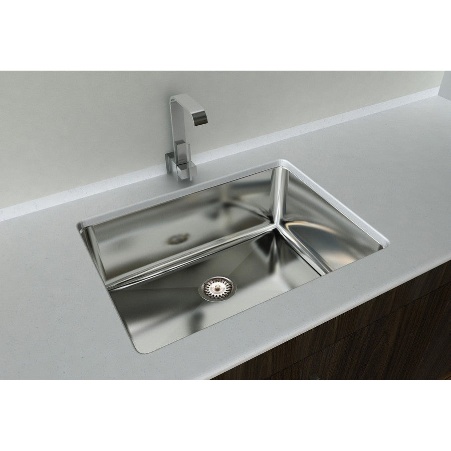 Cantrio Koncepts 32" Rectangle Undermount 18-Gauge Stainless Steel Single Bowl Kitchen Sink With Strainer Drain