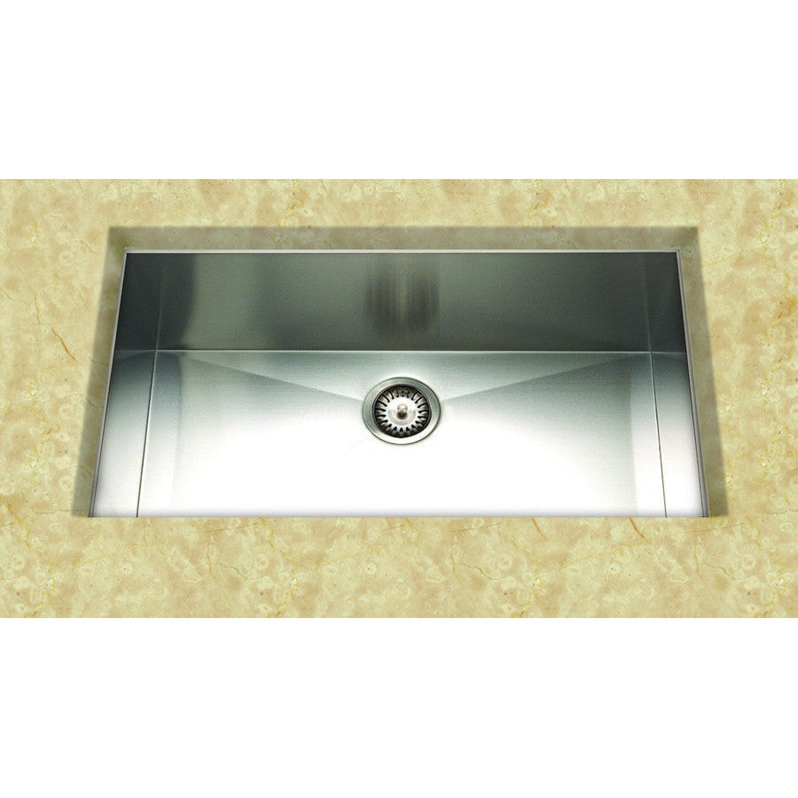 Cantrio Koncepts 32" Rectangle Undermount 18-Gauge Stainless Steel Single Bowl Kitchen Sink With Strainer Drain