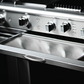 Capital Culinarian Series MCOR364B 36" 4 Open Burners Flame Red Freestanding Natural Gas Range With Small Pan Burner, 4.9 Cu.Ft. Manual Clean Oven, 12" BBQ Grill and Red Knobs