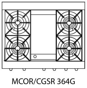 Capital Culinarian Series MCOR364G 36" 4 Open Burners Black Freestanding Natural Gas Range With Small Pan Burner, 4.9 Cu.Ft. Manual Clean Oven, and 12" Griddle