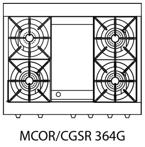 Capital Culinarian Series MCOR364G 36" 4 Open Burners Stainless Steel Freestanding Natural Gas Range With Small Pan Burner, 4.9 Cu.Ft. Manual Clean Oven, and 12" Griddle