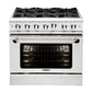 Capital Culinarian Series MCOR366 36" 6 Open Burners Wine Red Freestanding Propane Gas Range With Small Pan Burner, 4.9 Cu.Ft. Manual Clean Oven and Red Knobs