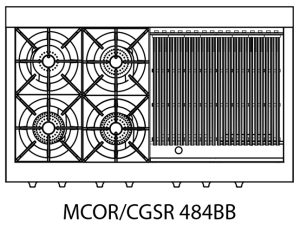 Capital Culinarian Series MCOR484BB 48" 4 Open Burners Black Freestanding Natural Gas Range With 7.6 Cu.Ft. Manual Clean Double Oven and 24" BBQ Grill