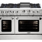 Capital Culinarian Series MCOR484GG 48" 4 Open Burners Cobalt Blue Freestanding Propane Gas Range With 7.6 Cu.Ft. Manual Clean Double Oven, 24" Griddle and Red Knobs