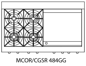 Capital Culinarian Series MCOR484GG 48" 4 Open Burners Signal Blue Freestanding Natural Gas Range With 7.6 Cu.Ft. Manual Clean Double Oven and 24" Griddle