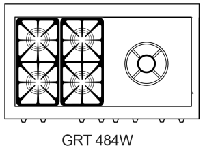 Capital Precision Series GRT484W 48" 4 Sealed Burners Stainless Steel Natural Gas Rangetop With 24" Power Wok