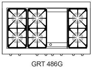 Capital Precision Series GRT486G 48" 6 Sealed Burners Stainless Steel Propane Gas Rangetop With 12" Griddle