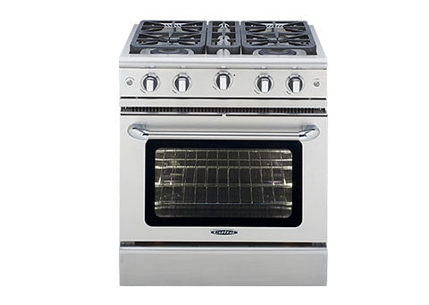 Capital Precision Series GSCR304 30" 4 Sealed Burners Black Freestanding Natural Gas Range With 4.1 Cu.Ft. Self-Clean Oven and Red Knobs