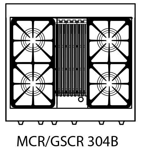 Capital Precision Series GSCR304B 30" 4 Sealed Burners Black Freestanding Natural Gas Range With 9" BBQ Grill, 4.1 Cu.Ft. Self-Clean Oven and Red Knobs