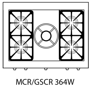 Capital Precision Series GSCR364W 36" 4 Sealed Burners Black Freestanding Natural Gas Range With 12" Power Wok, 4.6 Cu.Ft. Self-Clean Oven and Red Knobs