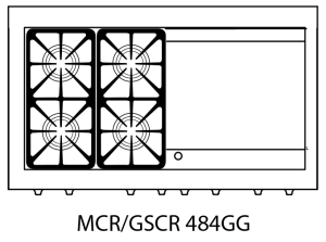 Capital Precision Series GSCR484G 48" 4 Sealed Burners Ruby Red Freestanding Natural Gas Range With 24" Griddle and 6.5 Cu.Ft. Self-Clean Double Oven