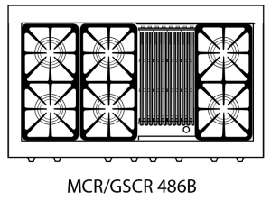 Capital Precision Series GSCR486B 48" 6 Sealed Burners Black Freestanding Natural Gas Range With 12" BBQ Grill, 6.5 Cu.Ft. Self-Clean Double Oven and Red Knobs