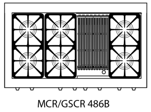 Capital Precision Series GSCR486B 48" 6 Sealed Burners White Freestanding Propane Gas Range With 12" BBQ Grill, 6.5 Cu.Ft. Self-Clean Double Oven and Red Knobs