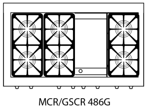 Capital Precision Series GSCR486G 48" 6 Sealed Burners Signal Blue Freestanding Natural Gas Range With 12" Griddle and 6.5 Cu.Ft. Self-Clean Double Oven