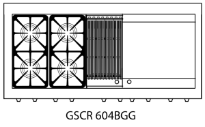 Capital Precision Series GSCR604BG 60" 4 Sealed Burners Black Freestanding Propane Gas Range With 8 Cu.Ft. Self-Clean Double Oven, 12" BBQ Grill, 24" Griddle and Red Knobs