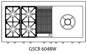 Capital Precision Series GSCR604BW 60" 4 Sealed Burners Flame Red Freestanding Natural Gas Range With 8 Cu.Ft. Self-Clean Double Oven, 12" BBQ Grill, 24" Power Wok and Red Knobs