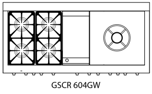 Capital Precision Series GSCR604GW 60" 4 Sealed Burners Black Freestanding Natural Gas Range With 8 Cu.Ft. Self-Clean Double Oven, 12" Griddle, 24" Power Wok and Red Knobs