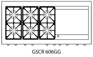 Capital Precision Series GSCR606G 60" 6 Sealed Burners Black Freestanding Natural Gas Range With 8 Cu.Ft. Self-Clean Double Oven, 24" Griddle and Red Knobs