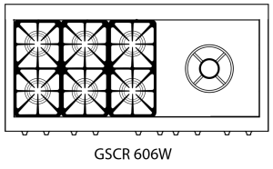 Capital Precision Series GSCR606W 60" 6 Sealed Burners Black Freestanding Natural Gas Range With 8 Cu.Ft. Self-Clean Double Oven, 24" Power Wok and Red Knobs