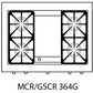 Capital Precision Series MCR364G 36" 4 Sealed Burners Ruby Red Freestanding Propane Gas Range With 12" Thermo-Griddle, 4.9 Cu.Ft. Manual Clean Oven and Red Knobs