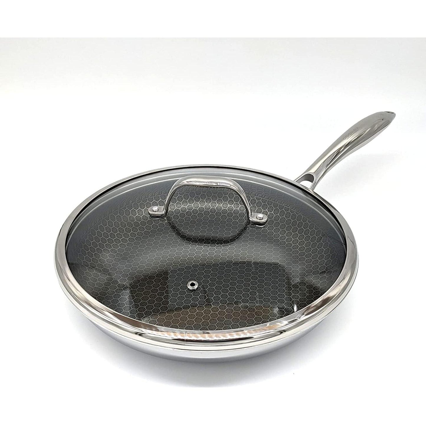 Cooksy Hexagon 9" Stainless Nonstick Hybrid Fry Pan With Lid