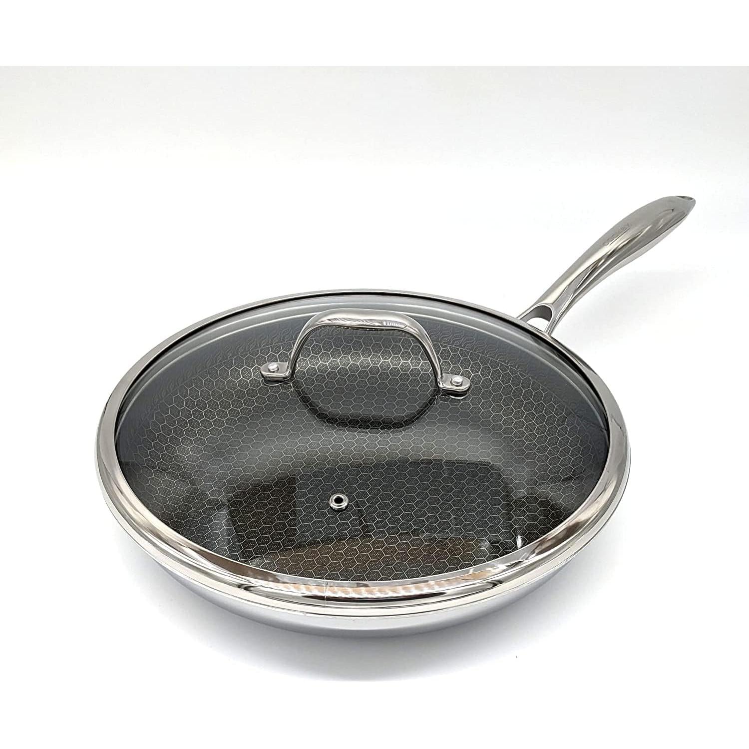 Cooksy Hexagon 9" Stainless Nonstick Hybrid Fry Pan With Lid
