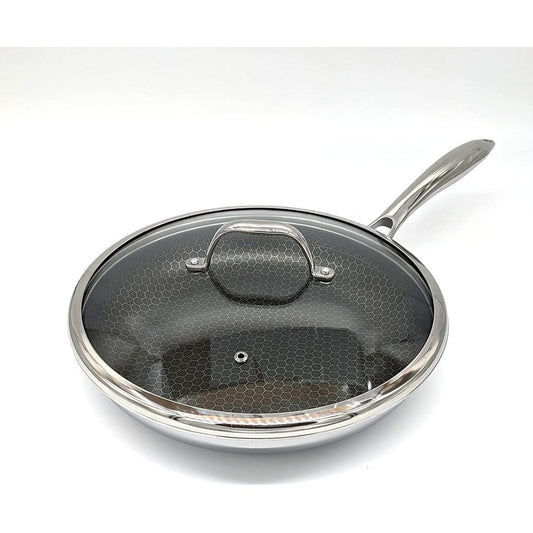 Cooksy Hexagon 9" Stainless Nonstick Hybrid Fry Pan With Lid