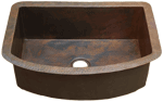 Copper Potter HAMMERED Rounded Front 33" Bar / Prep Sink by Chemcore Industries