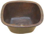Copper Potter HAMMERED SQUARE TAPER SIDES 15" Bar / Prep Sink by Chemcore Industries