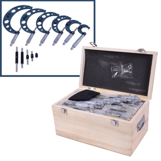 Costway 0-6’’ 6 Premium Outside Micrometer Set Solid Metal Frame 0.001’’ Carbidetip