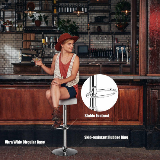 Costway 1 PC White Round Bar Stool Adjustable Swivel Pub Chair