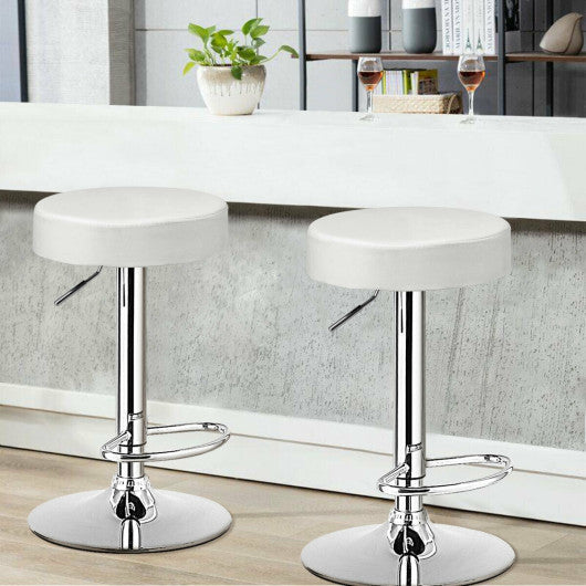 Costway 1 PC White Round Bar Stool Adjustable Swivel Pub Chair