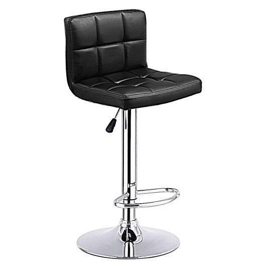 Costway 1 Piece Black Bar Stool Swivel Adjustable PU Leather Barstools Bistro Pub Chair