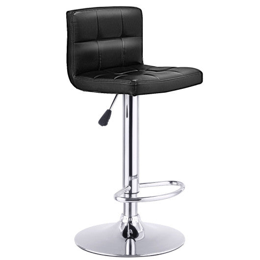 Costway 1 Piece Black Bar Stool Swivel Adjustable PU Leather Barstools Bistro Pub Chair