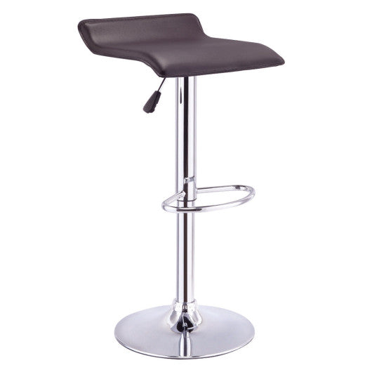 Costway 1 Piece Brown Swivel Bar Stool Adjustable Modern Leather Dining Counter Chair