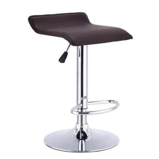 Costway 1 Piece Brown Swivel Bar Stool Adjustable Modern Leather Dining Counter Chair