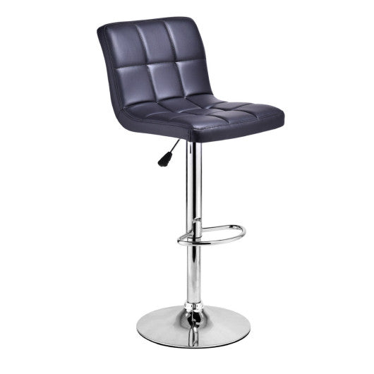 Costway 1 Piece Red Modern Leather Bar Stool Adjustable Hydraulic Counter Swivel Pub Chair