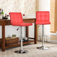 Costway 1 Piece Red Modern Leather Bar Stool Adjustable Hydraulic Counter Swivel Pub Chair