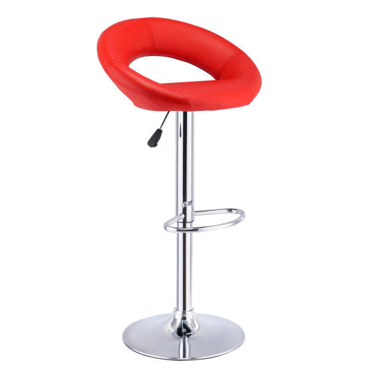 Costway 1 Piece Red Swivel Bar Stool Adjustable PU Leather Barstools Bistro Pub Chair