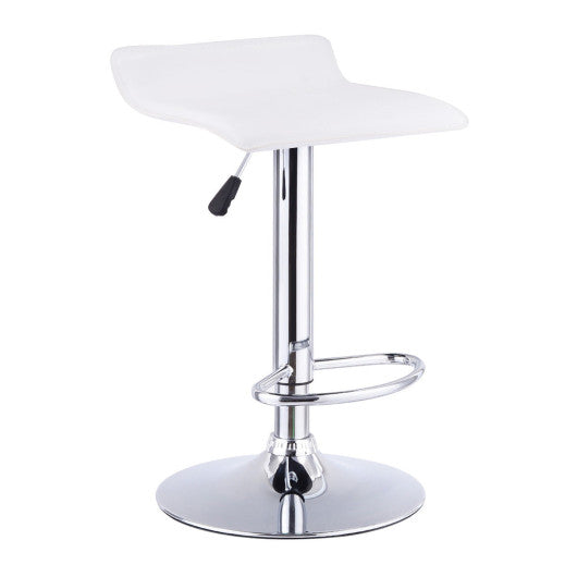 Costway 1 Piece White Swivel Bar Stool Adjustable Modern Leather Dining Counter Chair