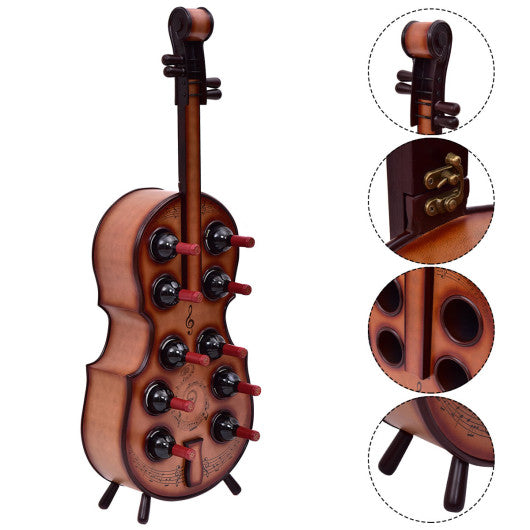 Costway 10 Bottles Violin Cello Wood Wine Rack