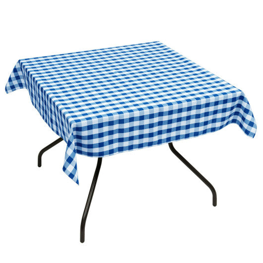 Costway 10 Pcs 52" x 52" Blue Square Polyester Plaid Dinner Tablecloth