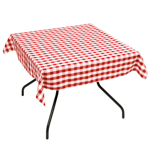 Costway 10 Pcs 52" x 52" Red Square Polyester Plaid Dinner Tablecloth