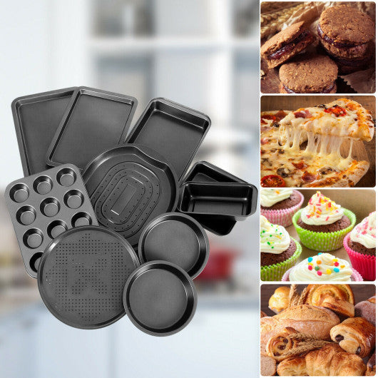 Costway 10 Pieces Nonstick Bakeware Set Baking Roasting Cake Pans