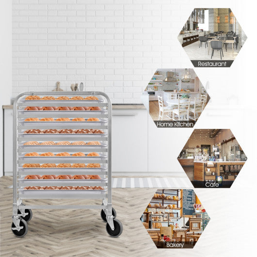 Costway 10 Sheets Aluminum Rolling Bakery Pan Rack