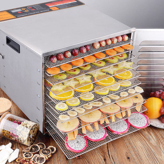 Costway 10 Trays Stainless Steel Food Dehydrator Fruit Dryer