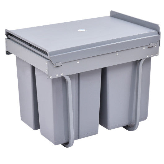 Costway 10.5 gal 3 Compartment Pull Out Recycling Waste Bin