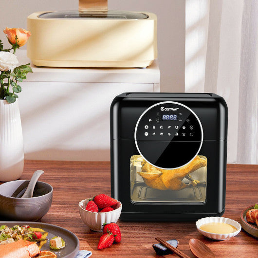 Costway 10.6 QT 8-in-1 Air Fryer Digital Toaster Oven Rotisserie with Accessories